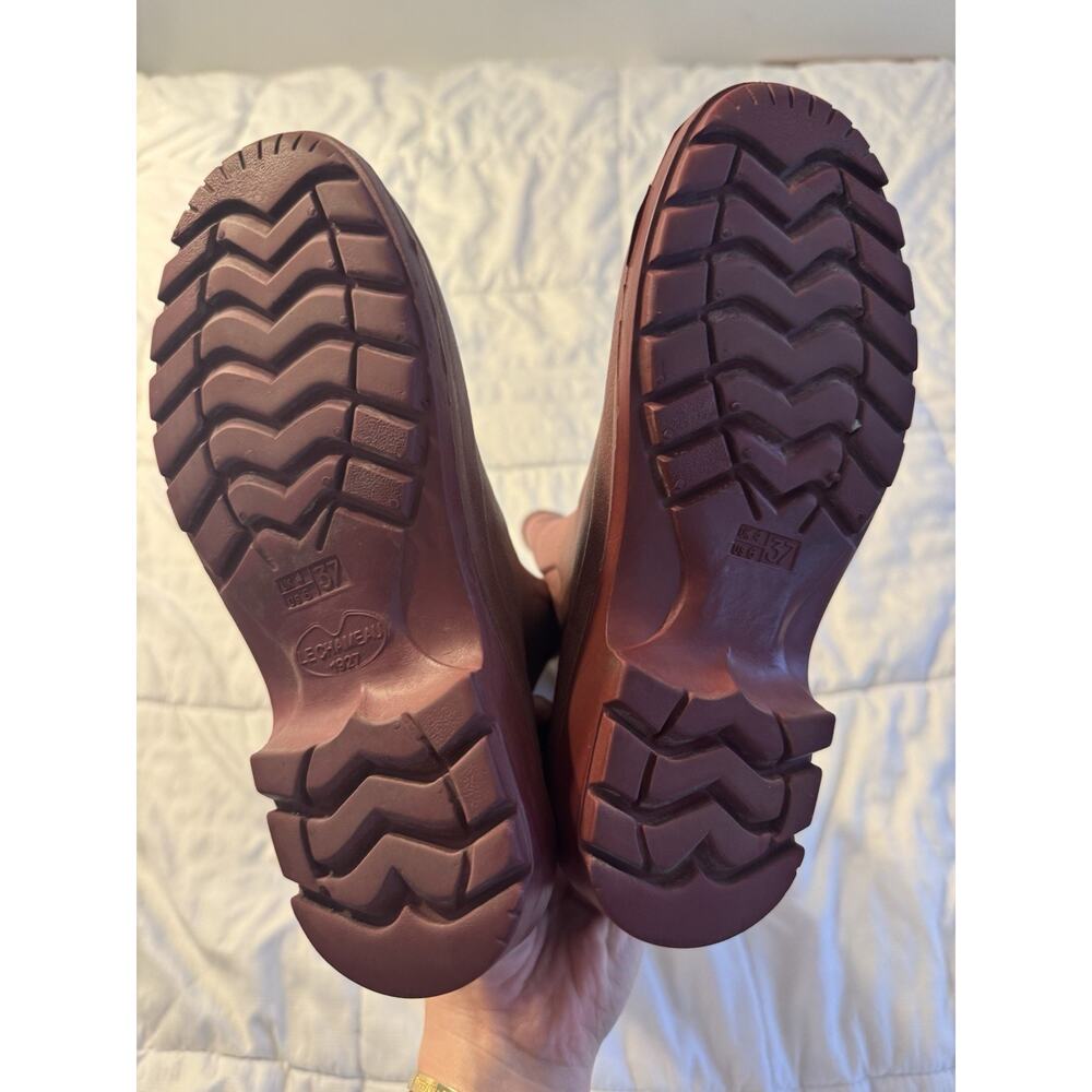 Le Chameau Rubber Rain boots Maroon Burgundy Women's Size 6 Long Round Toe - Picture 7 of 11